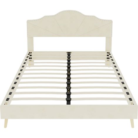 Cama tapizada moderna beige 140x200 cm con colchón incluido MODENUIT (1/5)