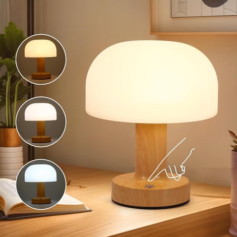 Touch-sensitive bedside lamps, LED table lamp, Eye-care mushroom lamp with stepless dimming, 2000mAh USB rechargeable wireless lamp, Baby night light (1/5)