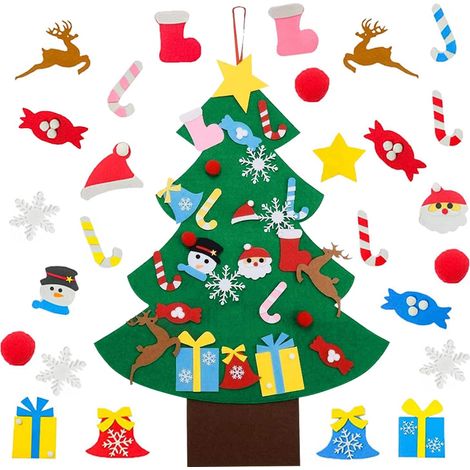 1 Sapin de Noël mural en feutrine, décoration multicouche, ornaments amovibles, activité manuelle pour enfants (1/5)