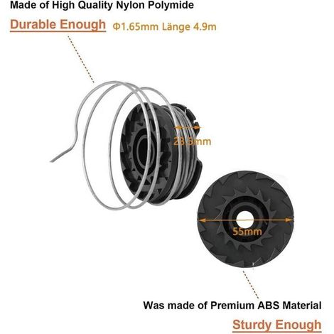 Bobina per BOSCH, 10+2 bobine di ricambio in nylon F016800569/F016800385, bobina per Bosch EasyGrassCut, compatibile con 23SL/26S (diametro 1,65 mm, lunghezza 4,9 m). (1/3)