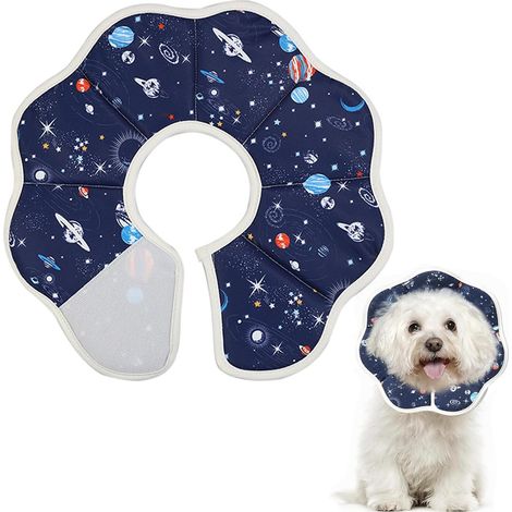 Collerette pour Chien Anti Lechage, Collier Lune, Colerette Chat, Taille Ajustable, pour Cicatrisation Post-opératoire, Coupe des Ongles, Bleu (L) (1/5)