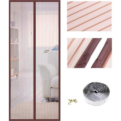 Moustiquaire à Fermeture Aimantée Format personnalisé Convient pour n'importe quelle porte montage adhésif facile Bande Adhésive et Auto-Agrippante Incluse 110x200