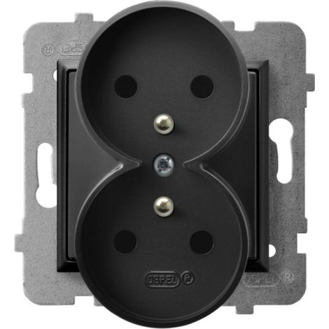Enchufe doble Aria con/sin toma de corriente, negro metálico GP-2URZ/m/33