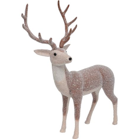 Fééric Lights And Christmas – Renne de Noël aspect givré L 85 x P 42 x H 110 cm – Décoration festive intérieure et extérieure – Polystyrène et polyéthylène