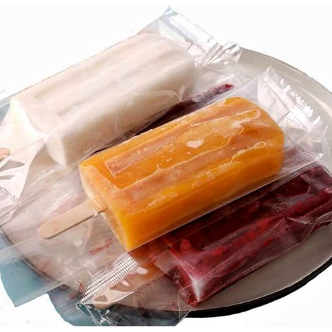 Lot de 200 sachets transparents pour glaces à l'eau – Plastique de qualité alimentaire, résistant à la chaleur – Convient pour les bâtonnets glacés, les glaces, les bonbons et le conditionnement d'ali (1/5)