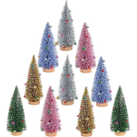 10 Pièces Mini Sapin de Noël, Petit Sapin de Noël, Sapin de Noël Artificiel, Couleur Sapin de Noël, Micro Paysage de Noël, Artisanat de Noël, 5 Couleurs (1/5)