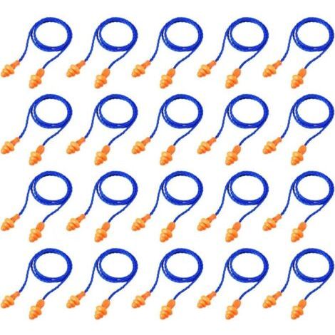 Ulisem Earplugs with Cable, 20 Pairs, Reusable, Silicone, Noise-Canceling, for Sleeping, Hearing Protection, Blue--DTEKGAZ