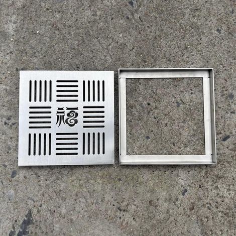 Caniveau Exterieur Grille de Drainage Plate et Carrée, Grille de Drainage Au Sol pour Bassin de Captage Extérieur, Couvercle de Fossé D'évacuation des Eaux Usées pour Terrasse de Jardin(15x15cm(5.9x5. (1/5)