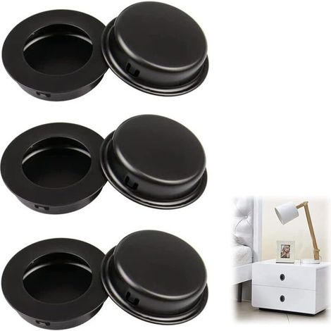 Lot de 6 poignées circulaires encastrées pour porte coulissante - Poignées de traction dissimulées pour tiroirs, armoires, meubles personnalisés (1/5)