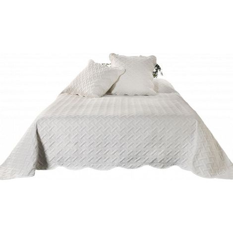 Boutis contemporain blanc cassé - 250x260cm - Ecru
