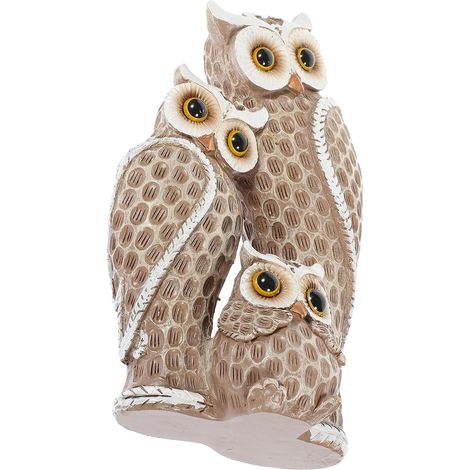 Ornement Hibou en Résine pour Jardin, Décoration Extérieure Réaliste, Petite Statuette Chouette Marron pour Terrasse et Pelouse, Sculpture Résistante aux Intempéries, Décor Jardin (1/5)