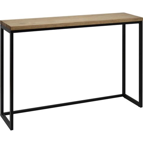 Recibidor madera maciza y acero modelo Design acabado negro texturizado y Efecto madera envejecida medidas 300x980x800mm.