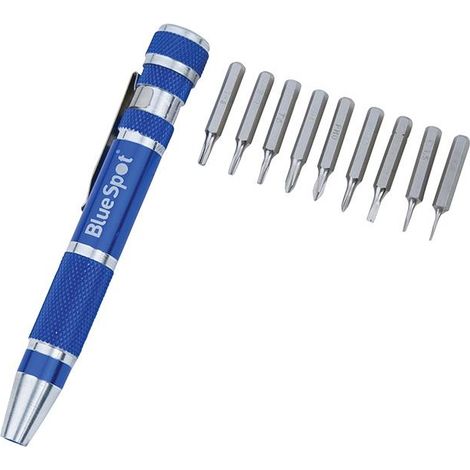Ensemble de 9 embouts de tournevis Bluespot Tools, taille unique, multicolore