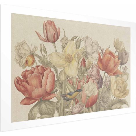 Poster – Blumenstrauß auf cremefarbenem Hintergrund (1/4)