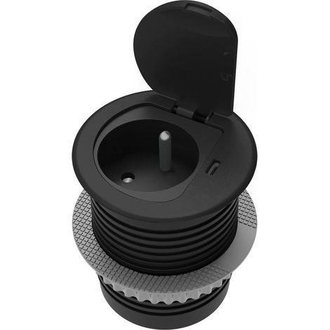 Orno Prise encastrée moderne noire avec chargeur USB C