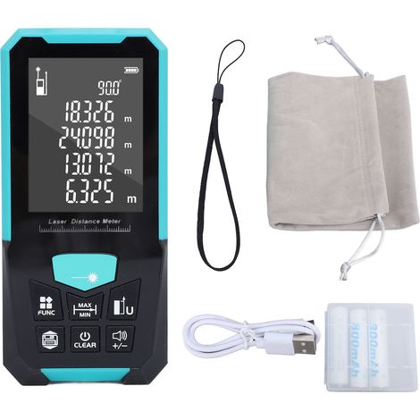 Mesure Laser 0.05-100m, écran LCD rétroéclairé de 2.4 pouces, étanche IP54, télémètre numérique Rechargeable (1/5)