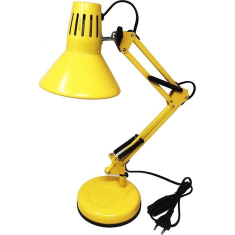 Lampada Lume Da Tavolo Scrivania Lumetto Braccio Snodabile Morsetto Color Giallo (1/2)