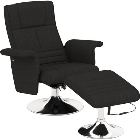 Poltrona relax massaggiante girevole con poggiapiedi in acciaio nero (1/5)