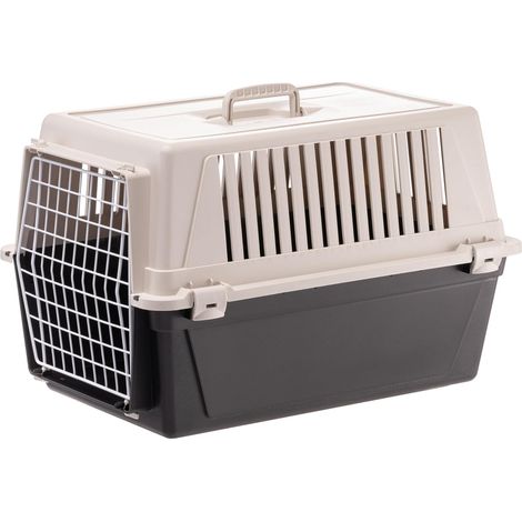 1 - Caisse de transport chien - Panier de voyage animal - Plastique recyclé et porte en fer - Pour chat et chien jusqu&39à 15 kg - Vert - 40x60x38 cm (1/5)