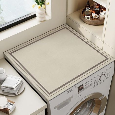 Alfombrilla para lavadora, alfombrilla antideslizante sencilla y moderna para lavadora, funda protectora para lavadora (40x50cm, beige) (1/5)