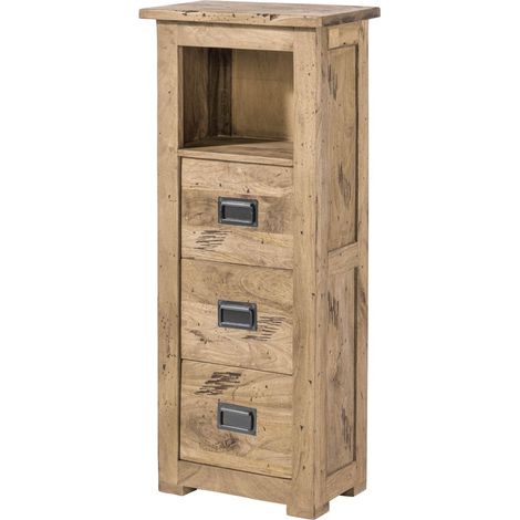 Commode 50x30 Manguier laqué Whitewash RAILWAY 381
