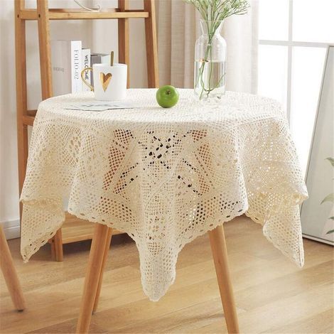 Manteles cuadrados de encaje de ganchillo de estilo vintage para decoración de mesas de bodas, hogar y fiestas. (1/5)