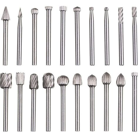 20-teilige Rotationsfeile, Hartmetallfeilensatz, HSS-Rotationsfeilenköpfe, Dremel-Rotationswerkzeug, Rotationswerkzeug mit 1/8 Zoll (3 mm) Schaft für Stabschleifer, Holzbearbeitung, Metallpolieren, Gr (1/4)