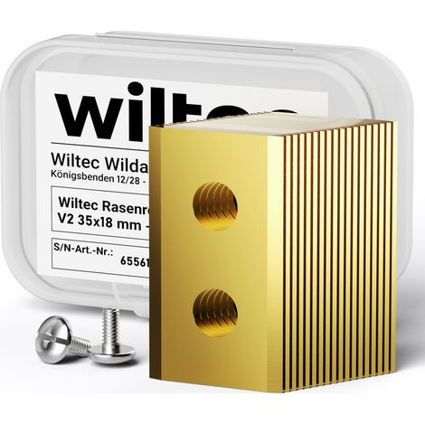 Wiltec – Lot de 18 lames de rechange pour robot tondeuse – Acier inoxydable et titane – 35 x 18 mm – Épaisseur 0,75 mm – Coupe nette et précise (1/5)