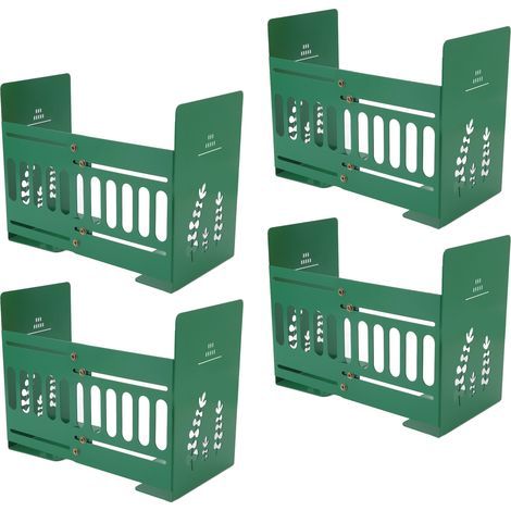 Lot de 4 serre-livres rétractables, flexibles et réglables, en métal, design fin et robuste, pour étagères, vert clair. (1/5)