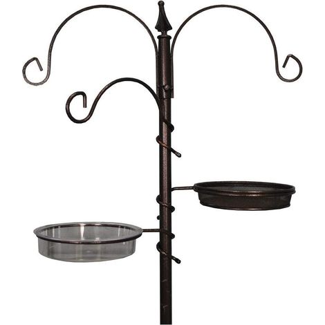 Metal Bird Feeding Station with Mealworm Tray and Water Dish (1/5)
