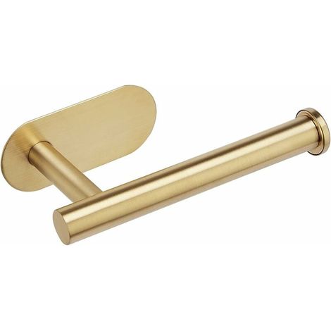 ZVD Porte Papier Toilette(Laiton brossé), Support Papier Toilette Mural, 304 Acier Inoxydable Porte Rouleau Toilette, sans perçage Porte-Papier hygiénique Autocollant, Taille Unique (1/4)