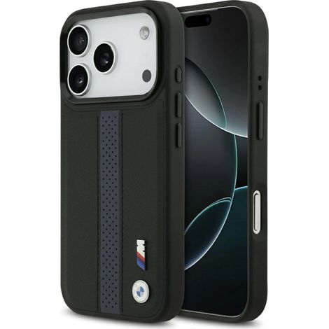 Coque MagSafe BMW M à rayures perforées avec logo pour iPhone 17 Pro - Bleu (1/5)