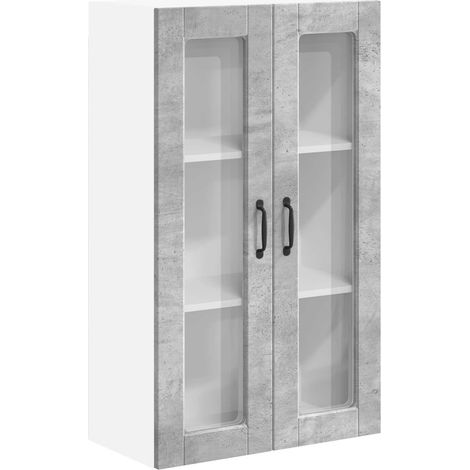 Maison Exclusive - Cabinet en verre mural PORTO Gris béton 60 x 31 x 100 cm (1/5)