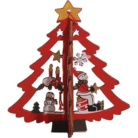 Weihnachtsschmuck zum Aufhängen, Weihnachtsbaumschmuck, Hängedekoration aus Holz im Landhausstil, Schneeflocken, Glocken, Sterne (1/5)