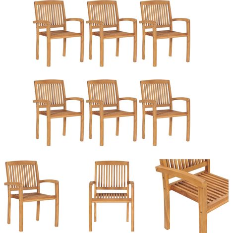 Stapelbare Stühle - vidaXL Stapelbare Gartenstühle 6 Stk. Massivholz Teak - Gartenmöbel (1/5)