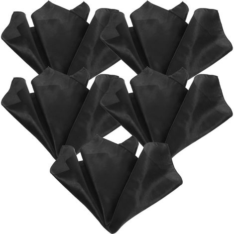 Serviette de Table en Tissu Satin Noir 5 Pièces Ambiance Noël (1/5)