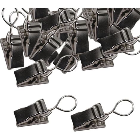 Anneaux Rideaux avec Pince Argent, 100pcs Crochets pour Rail de Fenetre (1/5)