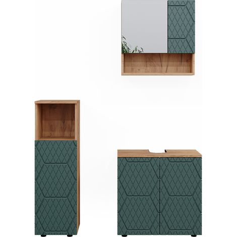 Ensemble de meubles de salle de bain Irma, Vert, 3 pièces, Vicco