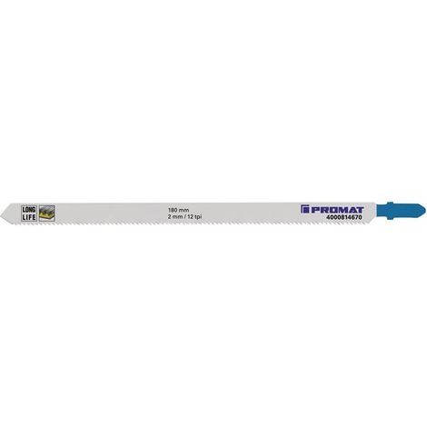 Lame de scie sauteuse longueur totale 180 mm pas de dent 2 mm BIM 5 pièces/carte PROMAT (1/3)