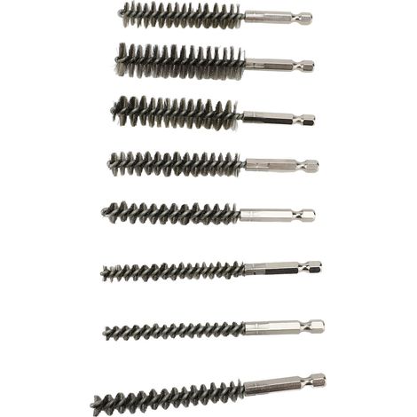 Ensemble de brosses de nettoyage à tige hexagonale en acier inoxydable 304, 8 pièces, pour l'ébavurage (1/5)