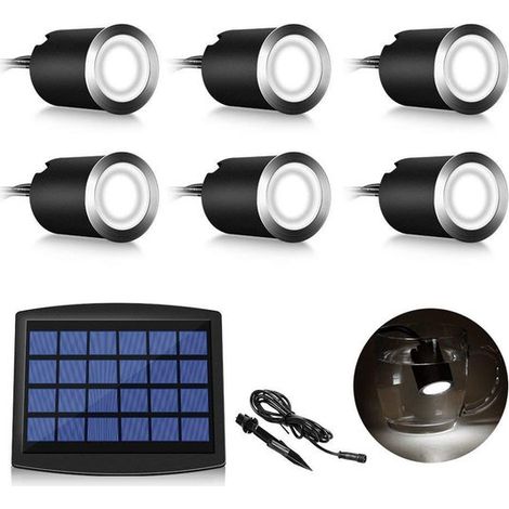 6 Stück Solar LED Einbaustrahler für den Außenbereich, IP67 wasserdicht, 0,2 W, Ø 32 mm, für Innen und Außenbereich, Terrasse, Küche, Garten, 400 (1/5)