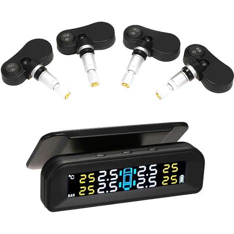 Système de surveillance de la pression des pneus (TPMS) – sans fil, en temps réel, alimenté à l'énergie solaire, écran LCD clair, 4 capteurs (1/5)