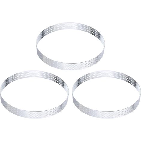 3pcs Stainless Steel 6.7 Inch Perforated Metal Baking Circle for Dessert Mousse Cake Round Non-Stick for Kitchen Home Cheese Making Tool (1/5)