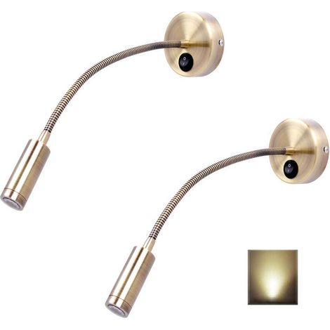 Lot de 2 lampes de chevet LED pour chambre à coucher - Applique LED flexible bronze, spot orientable, 4000 K (1/5)