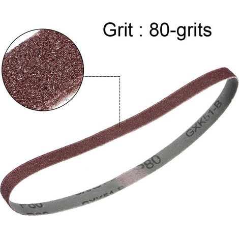 sourcing map 13mm x 455mm Bandes Abrasives 80 Grain Oxyde Aluminium 12Pcs (1/5)