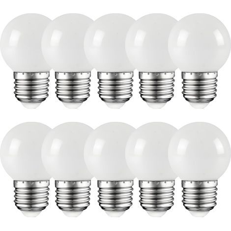 Pack of 10 E27 Bulbs, 2W Warm White 2700K, G45 Globe Non-Dimmable, Home Lighting (1/5)