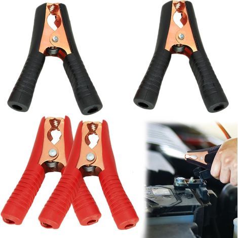4-teiliges Krokodilklemmen-Set, 90 mm, Messing, 100 A, isoliert, für Autobatterien (1/5)
