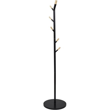 Porte-manteaux métal noir et bois (1/5)