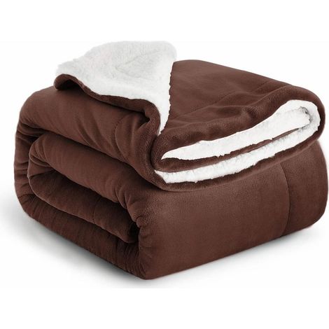 Couverture polaire Sherpa pour canapé - Couverture douce et duveteuse pour l'hiver - Couvertures réversibles, épaisses et chaudes pour lit, canapé, camping et voyage, café, 50 x 60 pouces (1/5)