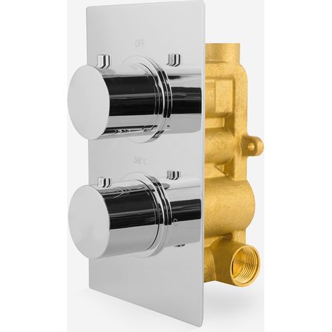 Lily 2 Dial 1 Outlet Round Concealed Thermostatic Shower Chrome (1/5)